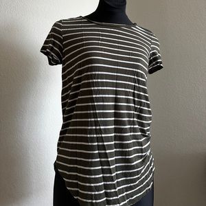 Green and white striped shirt - small